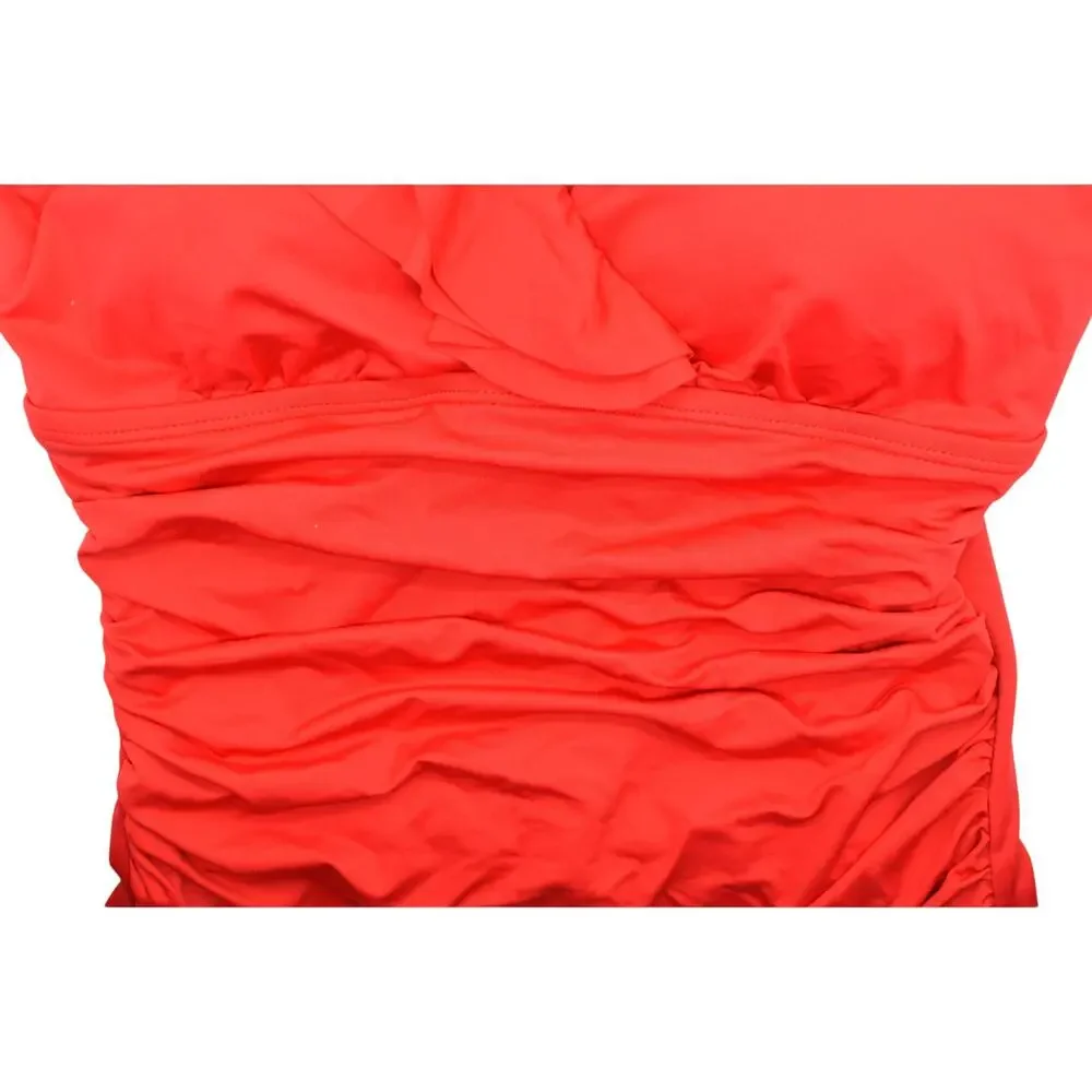 Lauren Ralph Lauren Women's Ruffle One Piece Swimsuit In Red